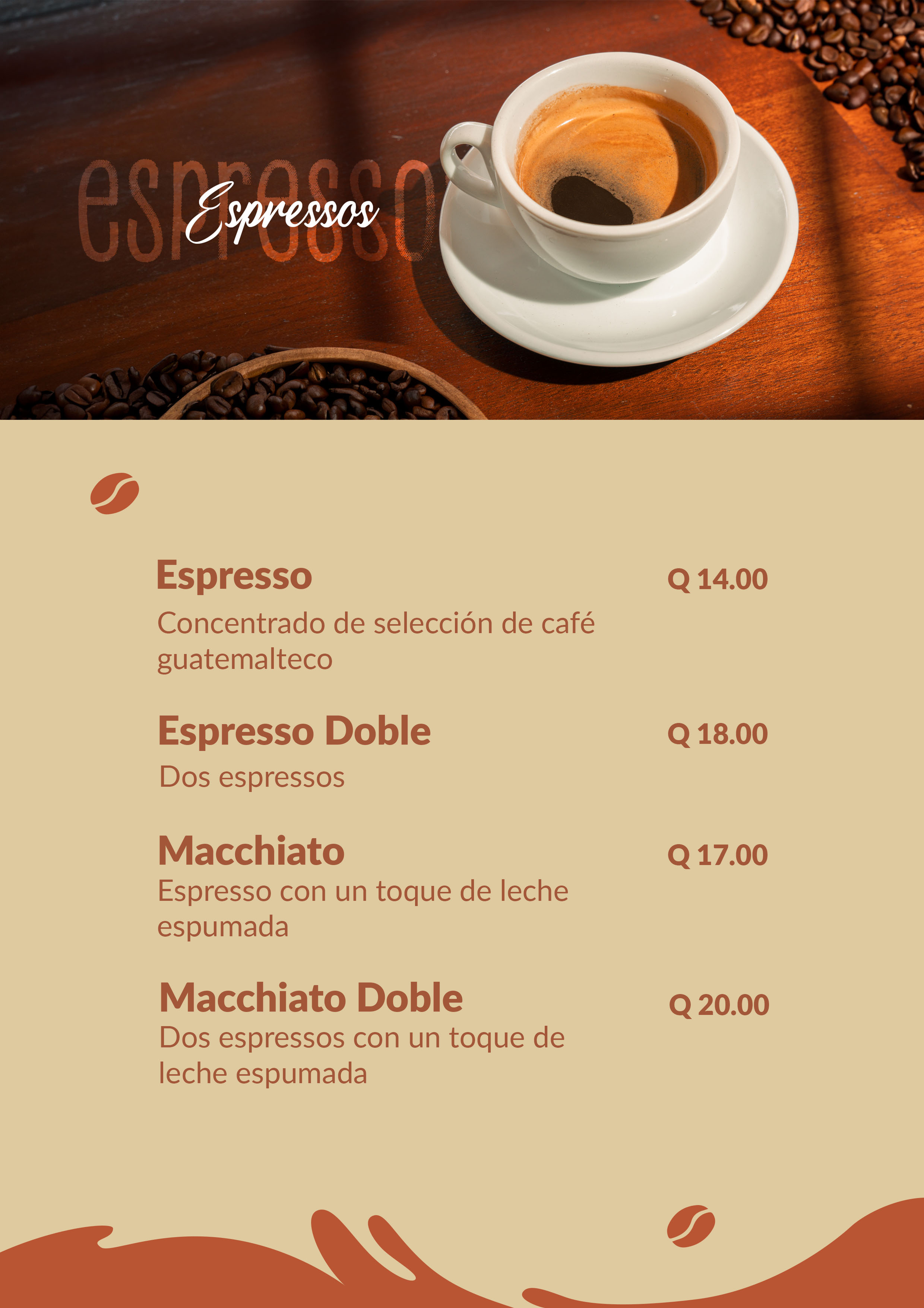 menu cafe espresso cafe expreso